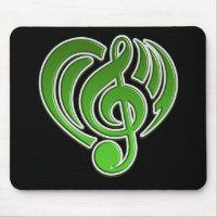 Vibrações Musical Love Green Heart Music Note DJ