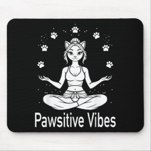 Mousepad Vibrações Pawsitivas Gato Engraçado Meditação Yoga