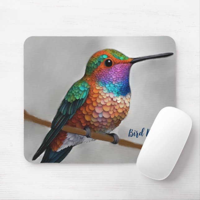 Mousepad Vibrant Allen’s Hummingbird Painting (Com mouse)