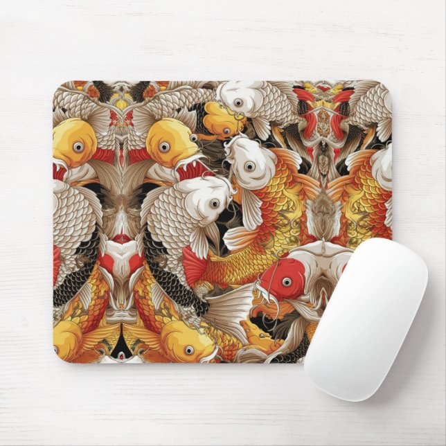 Mousepad Vibrant Koi Harmony - Peixes Koi Japoneses Sem Cos (Com mouse)