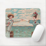 Mousepad Victorian Beach Love Dressy Ocean Wedding Couple<br><div class="desc">Love at the Beach! This vintage image is based on an antique postcard with a man and and a woman reaching out their arms to touch hands</div>
