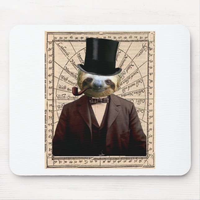 Mousepad Victorian Steampunk do homem da preguiça (Frente)