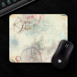 Mousepad Victorian Steampunk Grunge de Aquarela Pastel