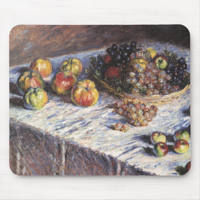 Mousepad Vida contínua com Maçãs e Uvas por Claude Monet (Frente)