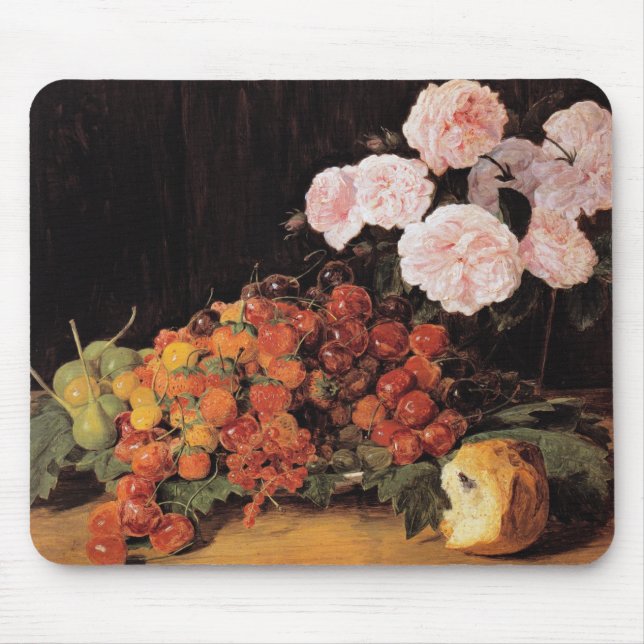 Mousepad Vida Contínua com Rosas, Morangos e Pão (Frente)