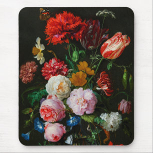 Mousepad Vida Estática com Flores num Vaso de Vidro