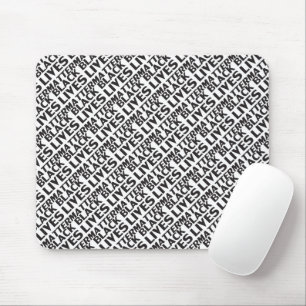 Mousepad vida negra é matéria - letras brancas pretas