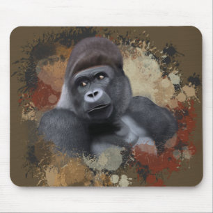 Mousepad Vida Selvagem Sentando Gorila Terra Tone Paint Spl