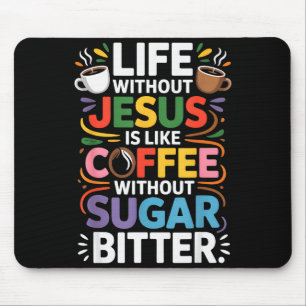 Mousepad Vida Sem Jesus Divertido Fé Religiosa Cristã