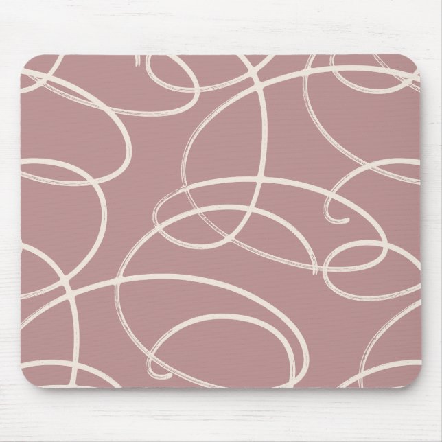 Mousepad Videira Giratória Abstrata | Rosa Moderno para Mes (Frente)