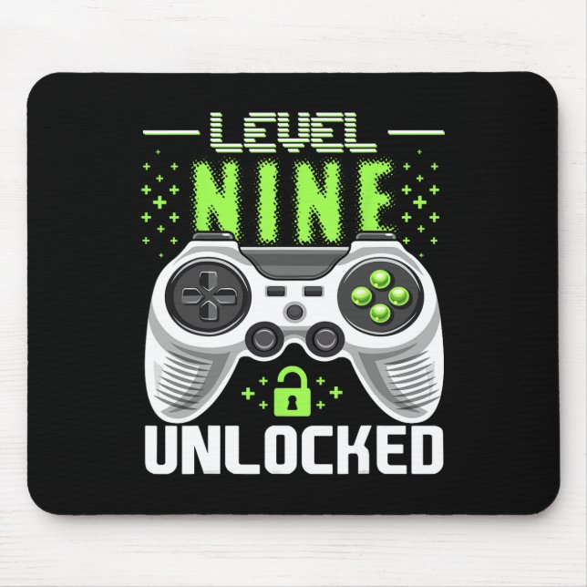 Mousepad Vídeo do Nível 9 Desbloqueado Jogo 9º Aniversário  (Frente)
