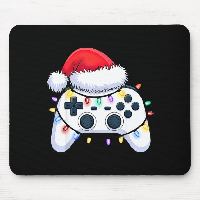 Mousepad Video Game Controller Christmas Santa Hat Gamer Bo (Frente)