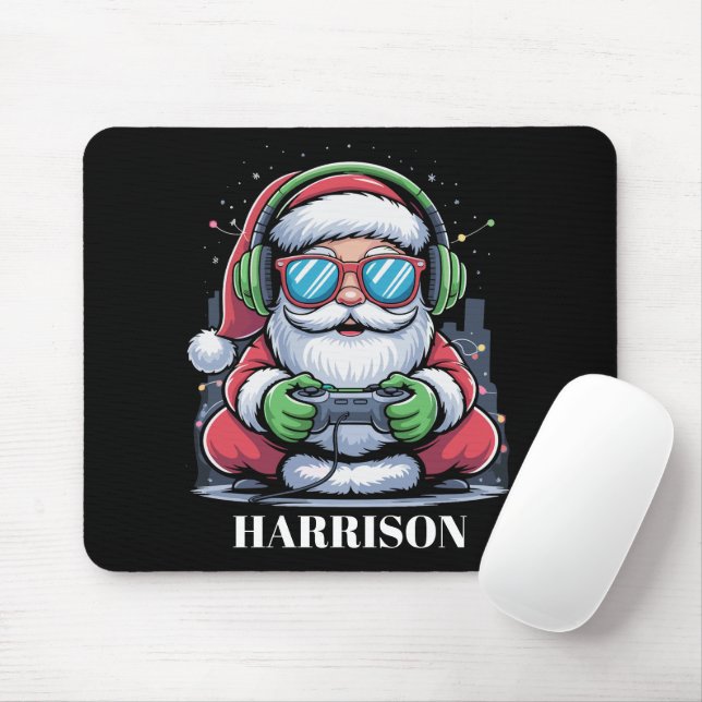 Mousepad Vídeo Game de Natal Personalizado Papai Noel Xmas (Com mouse)