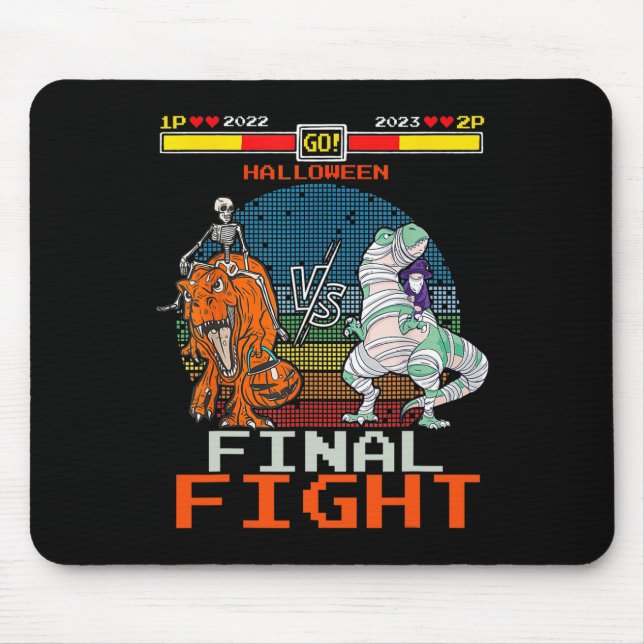 Mousepad Vídeo Jogo Halloween T-rex Skeleton Mummy - Final (Frente)
