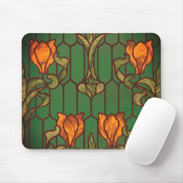 Mousepad Vidro achatado, cor verde-laranja (Com mouse)