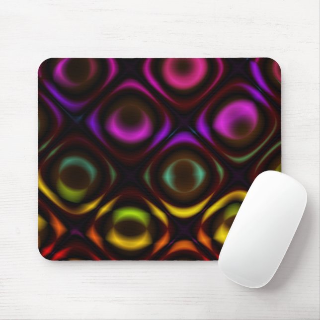 Mousepad Vidro | Arte Fractal Arco-Íris (Com mouse)