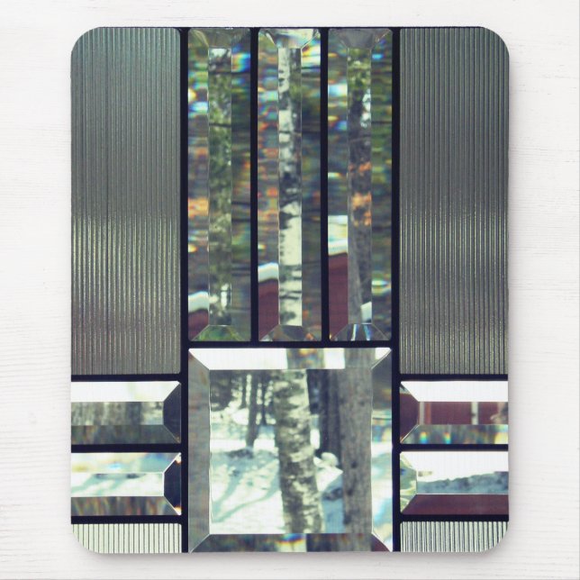 Mousepad Vidro biselado cinza de prata preto (Frente)