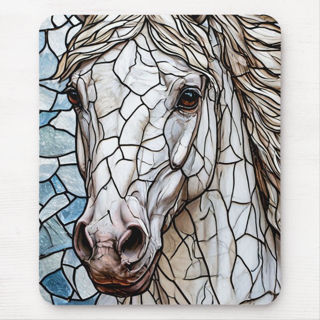 Mousepad Vidro colorido Cavalo Branco (Frente)