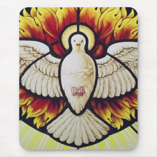 Mousepad vidro colorido pomba Espírito Santo (Frente)