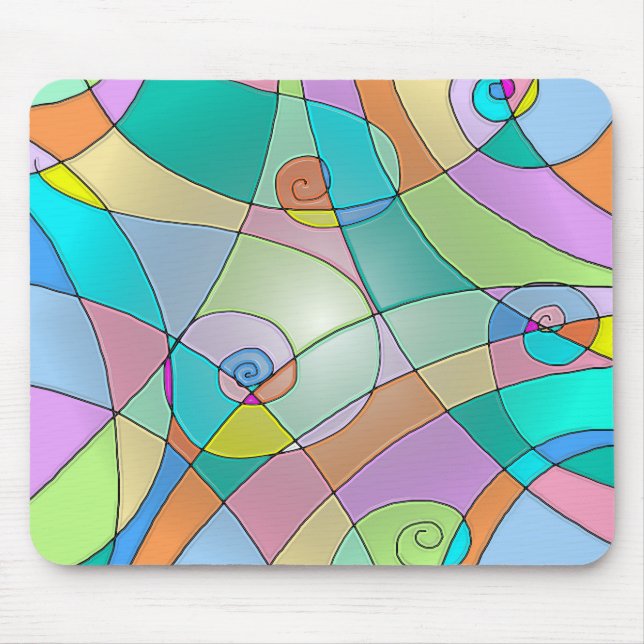 Mousepad Vidro Colorido Simulado Manchado em Pastéis (Frente)