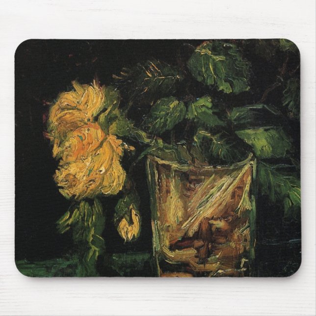Mousepad Vidro com Rosas de Vincent van Gogh (Frente)