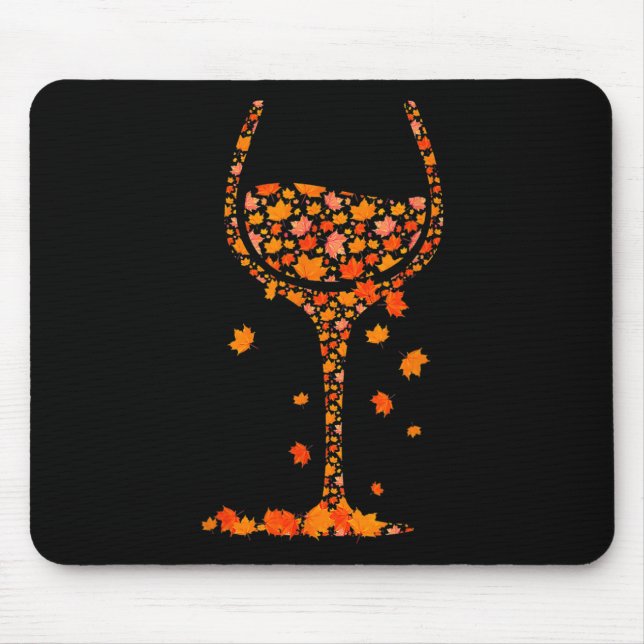 Mousepad Vidro De Folha De Vinho Folha De Outono Queda Bebi (Frente)