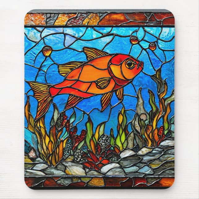 Mousepad Vidro de peixe vermelho manchado (Frente)