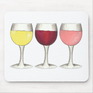 Mousepad Vidro de Vidro de Rosé Branco Vermelho Vidro Vinho