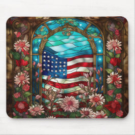 MOUSEPAD VIDRO PEDAÇADO PARECE PAVILHÃO E FLORES AMERICANOS