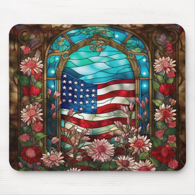 MOUSEPAD VIDRO PEDAÇADO PARECE PAVILHÃO E FLORES AMERICANOS (Frente)