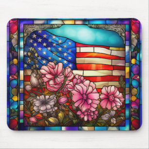 MOUSEPAD VIDRO PEDAÇADO PARECE PAVILHÃO E FLORES AMERICANOS