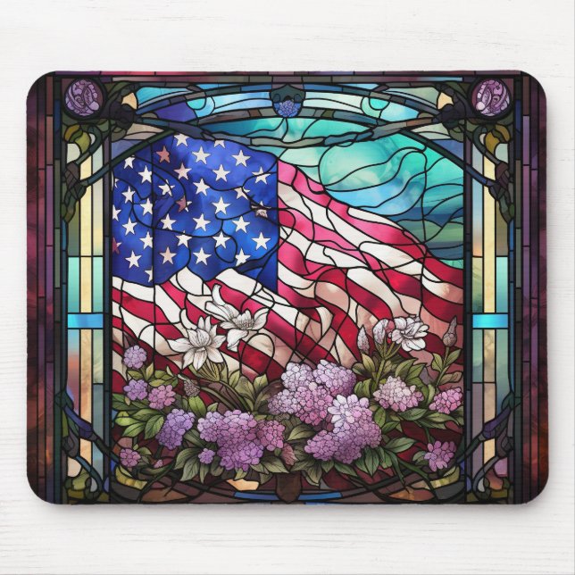 MOUSEPAD VIDRO PEDAÇADO PARECE PAVILHÃO E FLORES AMERICANOS (Frente)