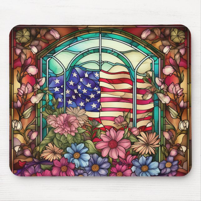 MOUSEPAD VIDRO PEDAÇADO PARECE PAVILHÃO E FLORES AMERICANOS (Frente)