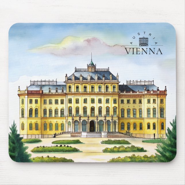 Mousepad Viena Áustria Aquarela Cidade Memória de Viagem (Frente)