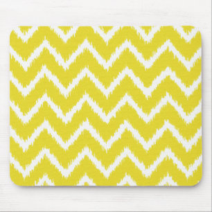 Mousepad Vigas de Ikat - amarelo e branco da mostarda