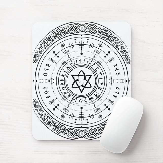 Mousepad Viking Pagan Asatru Runic Compass, Vegvisir Runir (Com mouse)