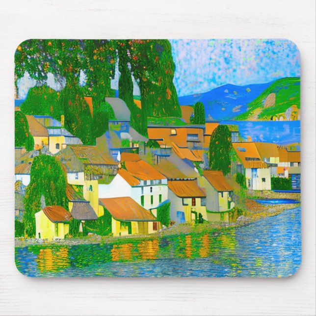 Mousepad Vila Mediterrânea Impressionista à Beira-Mar   (Frente)