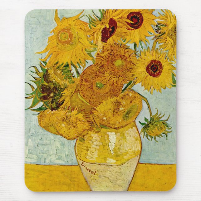 Mousepad Vincent Van Gogh 12 Girassóis Impressionista (Frente)