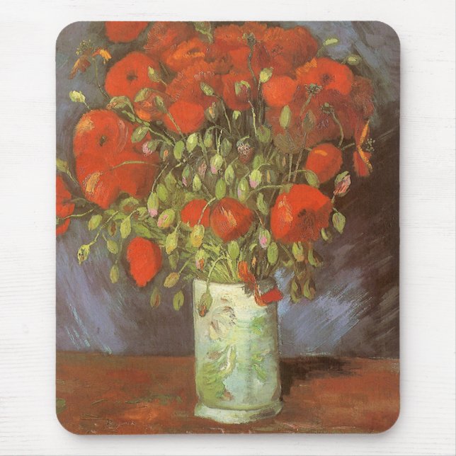 Mousepad Vincent van Gogh Ainda Vase Vida com Poppies Verme (Frente)