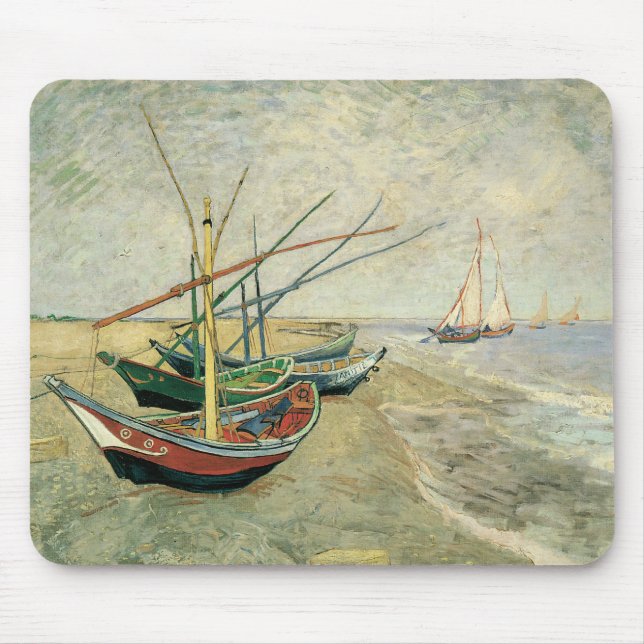 Mousepad Vincent van Gogh - Barcos de Pesca na Praia (Frente)