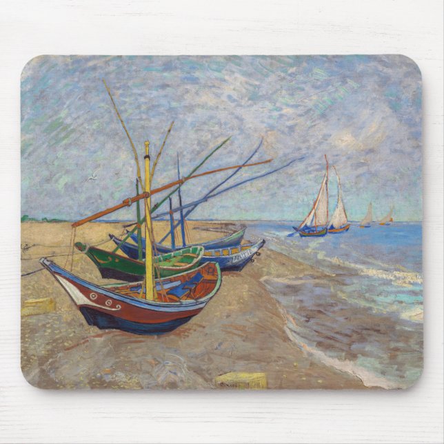 Mousepad Vincent van Gogh - Barcos de Pesca na Praia (Frente)