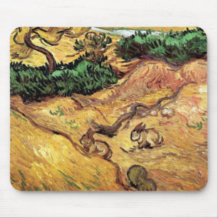Mousepad Vincent Van Gogh - Campo com Dois Coelhos Arte Fin