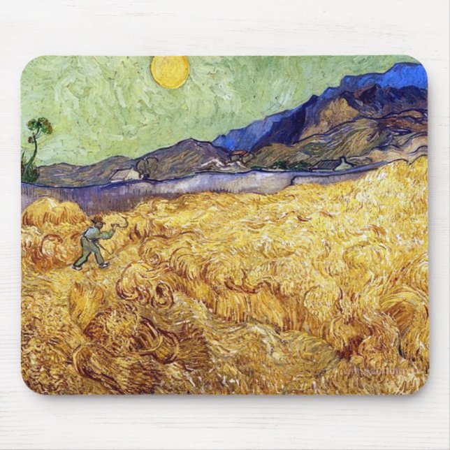 Mousepad Vincent Van Gogh - Campo de Trigo com Ceifador e S (Frente)