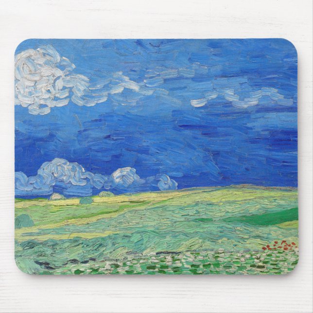 Mousepad Vincent van Gogh - Campos de rodas sob as nuvens d (Frente)