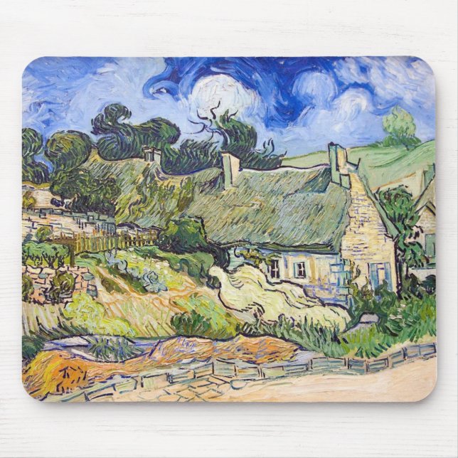 Mousepad Vincent van Gogh - casas de campo com telhados (Frente)
