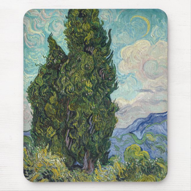 Mousepad Vincent van Gogh - Ciprestes (Frente)