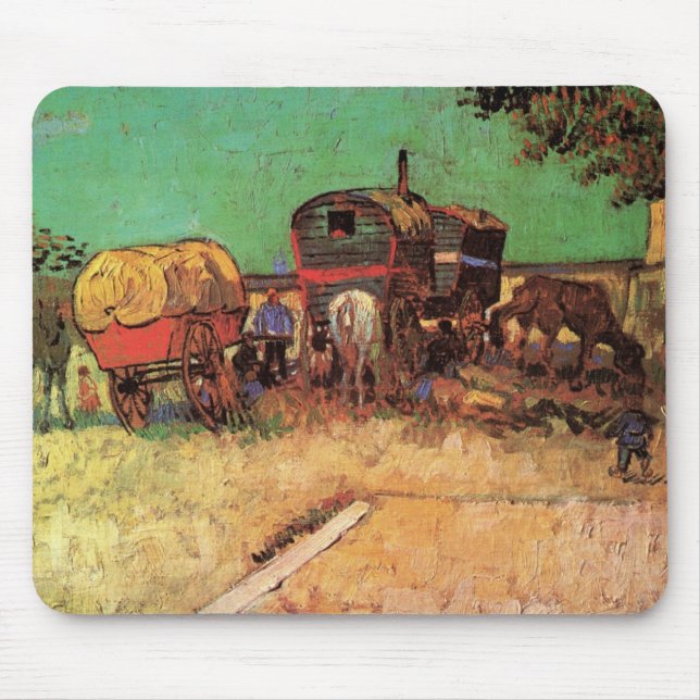 Mousepad Vincent van Gogh - Encampamento de ciganos caravan (Frente)