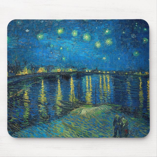 Mousepad Vincent Van Gogh Noite Estrelada Sobre o Ródano (Frente)
