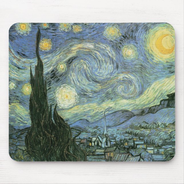Mousepad Vincent van Gogh - noite estrelado (Frente)
