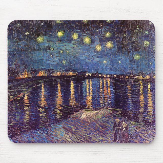 Mousepad Vincent van Gogh - noite estrelado em Rhone (Frente)